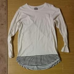 ロングTシャツ ロング丈 切り替えし ボーダー 秋服 Lサイズ ロンTのサムネイル
