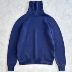 ドルモア タートルネックニット メリノエクストラファイン ブルー 46