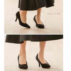 7.5cmヒールパンプス♡スエードブラックのサムネイル