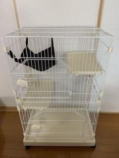 猫用ケージ 2段 ハンモック付き ホワイトのサムネイル