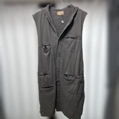 【希少・一点物】Gilet リメイクフード付ロングベスト グレーのサムネイル