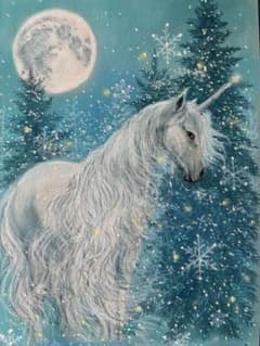 雪の夜のユニコーン 絵画アート原画 ハンドメイドパステル画 - メルカリ