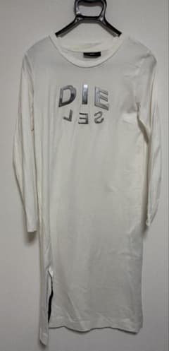 DIESEL ロゴ メタルプレート ロングワンピース ホワイト XSのサムネイル