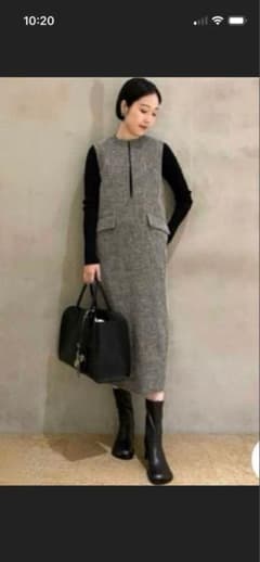 美品Mila Owen リブニットキーネックレイヤードワンピースのサムネイル
