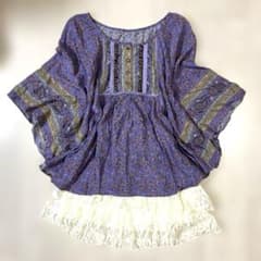 y2k フェアリーグランジ 森ガール ポンチョ 花柄 ヒッピー ポンチョ