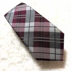 スーツセレクト　バーガンディチェック柄ネクタイ