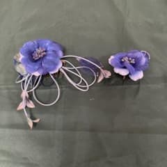 フラメンコ用紫の花ヘアアクセサリーセット