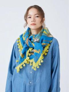 【値下げ中❗️】manipuri❤︎コットンシルクストールポンポン120/バルーン柄 値下げ中❗️】manipuri❤︎コットンシルクストールポンポン120