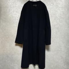 【美品】近年モデル　Drawer ドゥロワー　ノーカラー　リバー　コート　濃紺 美品】近年モデル Drawer ドゥロワー ノーカラー リバー コート 濃紺