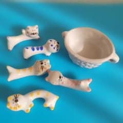 猫の箸置き 5個セット バスケット付きのサムネイル