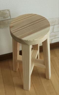 手作り　丸椅子 約40.5cm 座面19cm 　未塗装のサムネイル