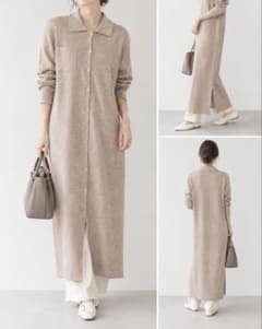 【新品タグ付】MOUSSY ニットワンピース ベージュFREEのサムネイル