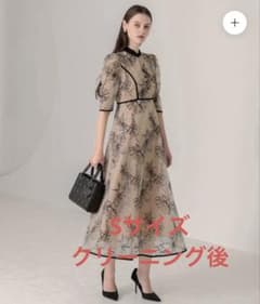leja パイピングハイネック花柄ラメレースワンピースドレス Sサイズ