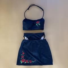 バラ刺繍 セパレート水着 ビキニ ブラック Mサイズのサムネイル
