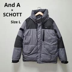 And A×SCHOTT 別注 ツートーンフェザーダウンジャケット L ショット