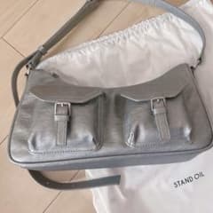 新品・未使用・袋付き スタンドオイル☆Joey Bag mini デニムシルバー 