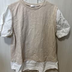 ベージュ 半袖 Tシャツ レイヤードスタイルのサムネイル
