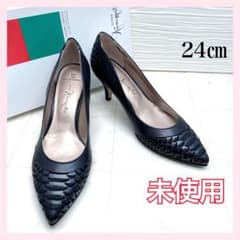 3/2まで！未使用】銀座かねまつ 本革　型押し　パンプス 24cm