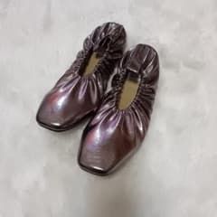 【美品】Emma Francis ギャザーバレエ 24.5 メタリックシルバー