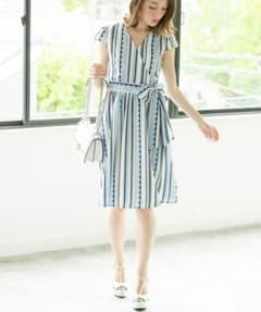 piyo★piyo様専用＊スカラップストライプカシュクールワンピースのサムネイル