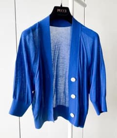 BLUE LABEL カーディガン ブルー シアー ショート丈 上品 春夏 38のサムネイル