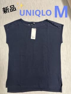 【新品タグ付き】UNIQLO エンブロイダリーT ネイビー Mサイズ