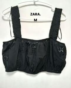 zara レースシャツ クロップトップ ブラックのサムネイル