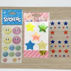 平成レトロ スマイリーフェイス 星柄 スター スマイル シールステッカー 3点のサムネイル