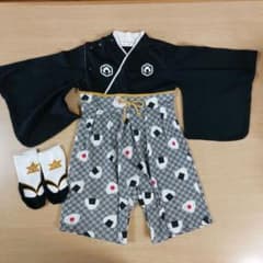 ベビー袴 袴ロンパース 靴下付き 90cm おにぎり柄のサムネイル