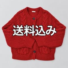 ケーブル編み ニットカーディガン レッド GU M 着用回数2回程 値下げ可のサムネイル