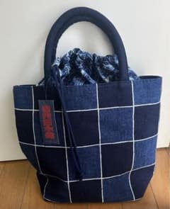 ●笹倉玄照堂●吉兆藍木綿●藍染トートバッグ（巾着付き）新品未使用のサムネイル