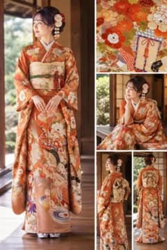 アンティーク 振袖 吉祥花 金駒刺繍 身丈161cm 大正ロマン レトロ
