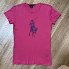 RALPH LAUREN ラインストーン 半袖Tシャツ ピンク M ビッグポニー