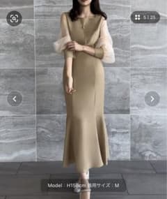 JUNOAH シアーボリュームスリーブマーメイドワンピースのサムネイル