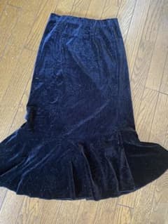 ベロア調 ローズ柄 マーメイドスカート