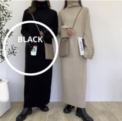 【BLATE】袖ボタンハイネックストレートワンピースのサムネイル