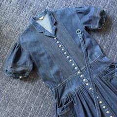 ピンクハウス PINKHOUSEインディゴデニム ピンタック 半袖ロングワンピ