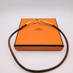 HERMESエルメスジャンボ2連ブレスレット/チョーカー ゴールド×ブラウン