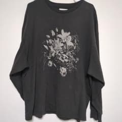 花柄プリント ダークグレー 長袖Tシャツのサムネイル