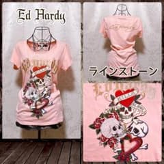 希少 エドハーディー Tシャツ スカル ピンク ラインストーン ラメ 平成y2k 希少 エドハーディー Tシャツ スカル ピンク ラインストーン ラメ 平成
