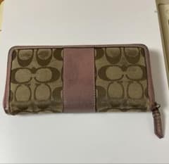COACH 長財布 シグネチャー ラウンドファスナー ピンクのサムネイル