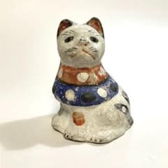 郷土玩具 古作 宮城 堤人形 座猫 土人形 民芸 縁起物 ネコ オブジェ