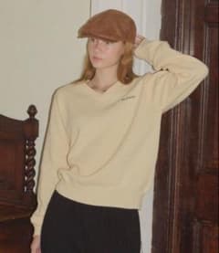 GIUNON ロングスリーブVネックニット イエローのサムネイル