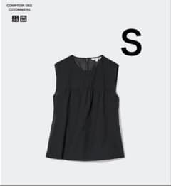 ユニクロ　コットンシアーブラウス ノースリーブ　黒　Ｓサイズ　ブラックのサムネイル