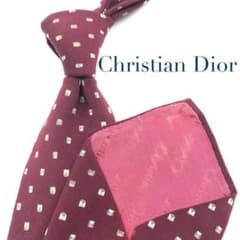 【送料無料】Christian Dior ネクタイ 小紋柄 ワインレッド 毛混