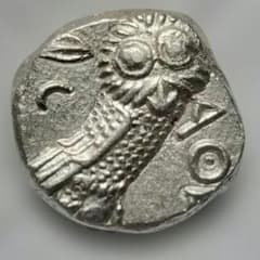 アテネ 紀元前353～294年頃 テトラドラクマ銀貨 古代  フクロウ銀貨 アテネ 紀元前353～294年頃 テトラドラクマ銀貨 古代 コイン フクロウ