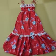 フラダンス　HAWAII 　ドレス レッド 花柄 レースのサムネイル