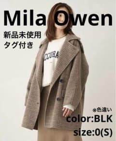 Mila Owen 衿ストラップハーフ丈リバーPコート 0 S 黒 ピーコート Mila Owen 衿ストラップハーフ丈リバーPコート 0 S 黒 ピーコート
