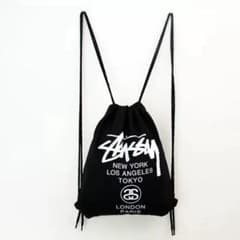 Stüssy ステューシー ブラック ドローストリングバッグ - メルカリ