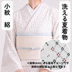 売切値下げ】△606mkf42△洗える夏の着物！小紋 絽 小花 白☆美品